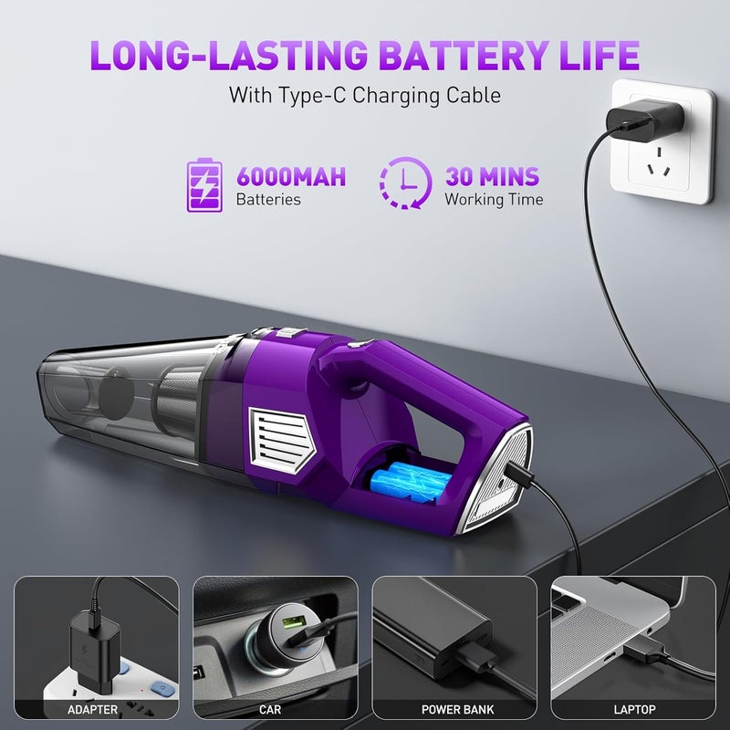 DBHAL Handheld Vacuum Cordless, 15000PA Powerful Suction Car Vacuum Cleaner Lightweight with Multi Accessories, Hand held Vacuum Cleaner Dust Busters Cordless Rechargeable for Car Home - Image 5